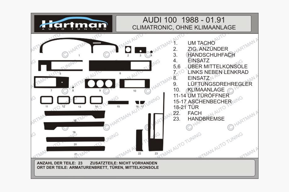 Audi 100 C3 1988–1991 Okrasne obloge armaturne plošče (Hartman) Image
