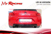 Volkswagen Scirocco 2008–2017 Prekrivni pokrov zadnjega difuzorja (ABS, črn) fotografija 1