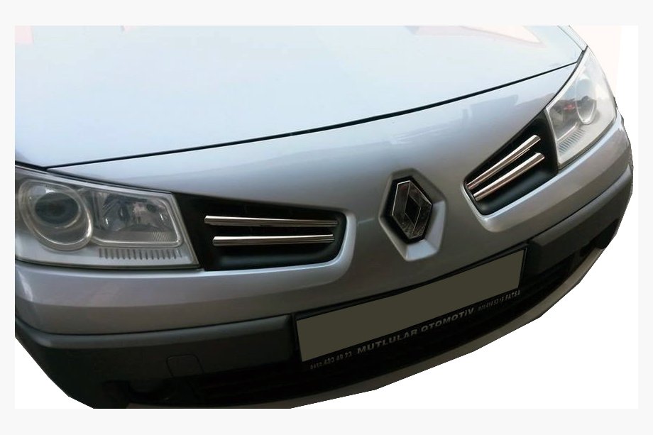 Renault Megane II 2004–2009 Okrasne letvice za masko (model 2006↗, 4 kos, nerjavno jeklo) OmsaLine - italijansko nerjavno jeklo Image