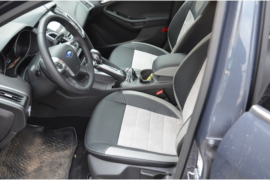 Ford Focus III 2011–2017 Modelne prevleke za sedeže iz eko usnja Brothers Leather Style Image