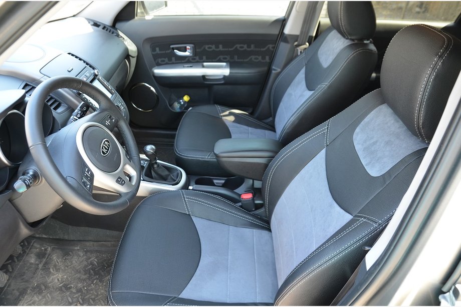 Kia Soul I 2008–2013 Modelno prilagojene prevleke za sedeže Brothers Leather Style Image