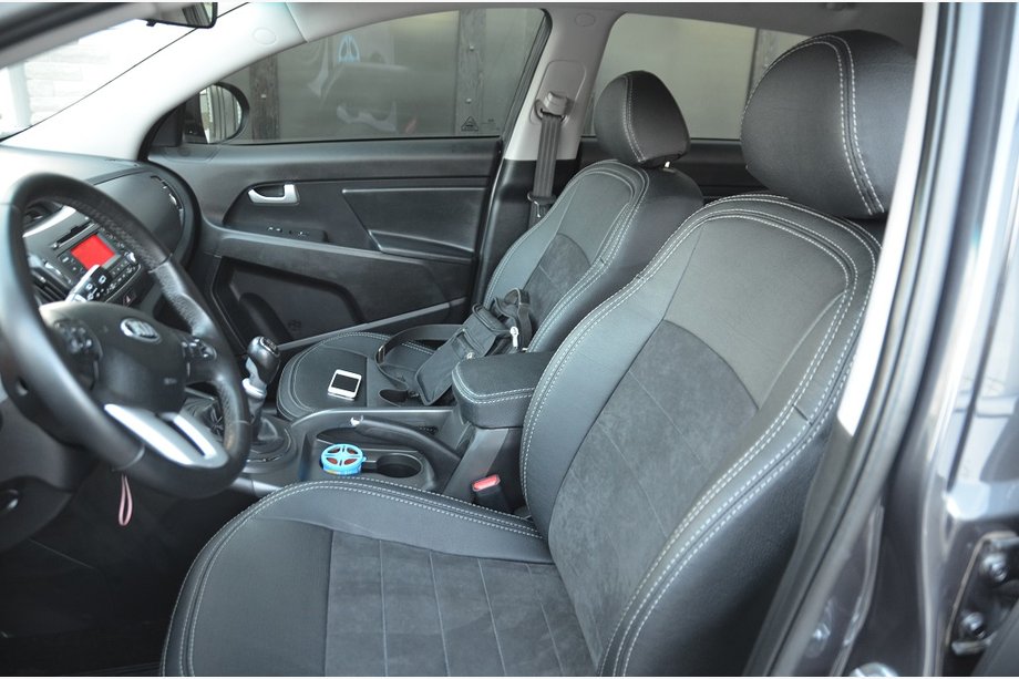 Kia Sportage 2010–2015 Modelne prevleke za sedeže SoyuzAuto Leather Style Image
