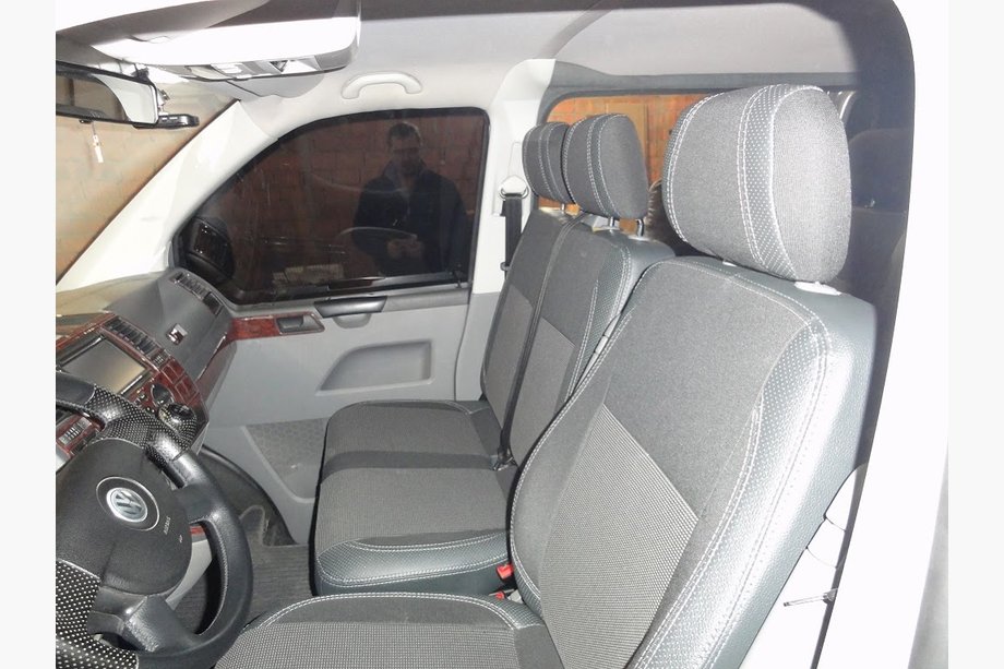 Volkswagen T5 Caravelle 2004–2010 Avtomobilske prevleke za sedeže (eko usnje in tkanina, Premium) Fotografija 2