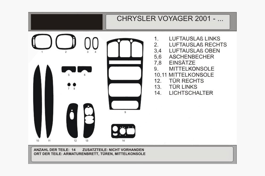 Chrysler Voyager 2001–2007 Okrasne obloge armaturne plošče v imitaciji lesa (2001↗) Modra Image