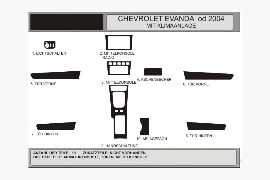 Chevrolet Evanda 2000–2006 Okrasne obloge armaturne plošče (Hartman) Image