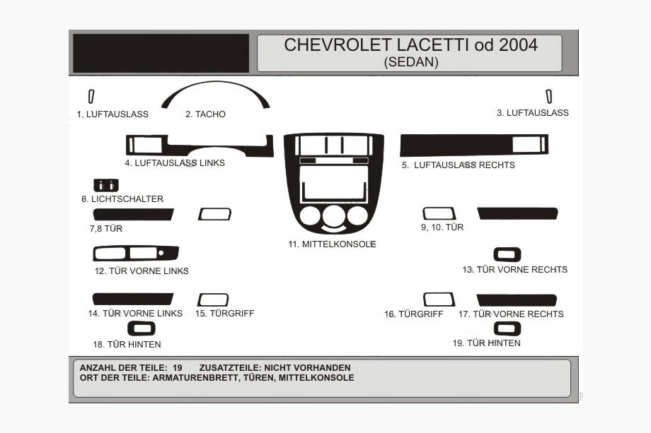 Chevrolet Lacetti 2003–2024 Obloge armaturne plošče Sedan (Hartman) Image