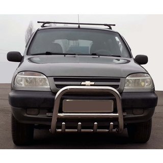 Prednji zaščitni lok QT006 (nerjaveče jeklo) Chevrolet Niva 1998–2020 fotografija 2