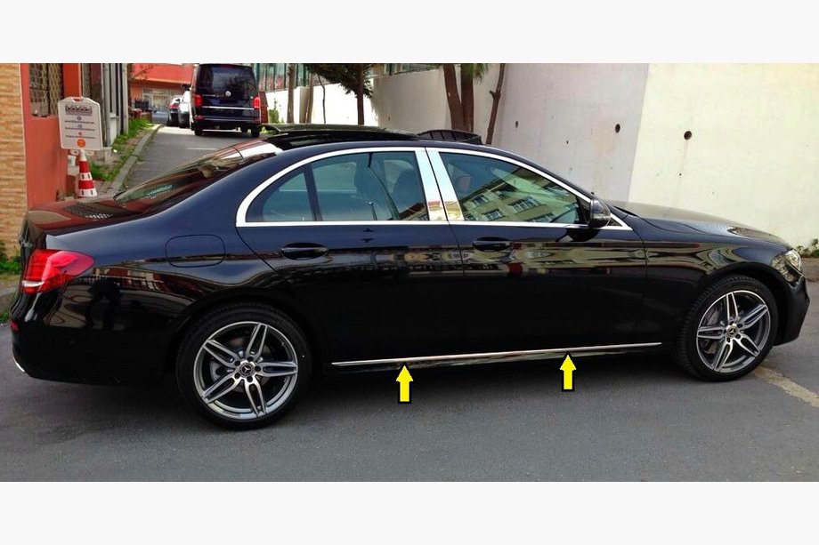Mercedes Razred E W213 2016–2023 Kromirana obloga za vratno letvico tip-1 (4 kosi, nerjaveče jeklo) Image
