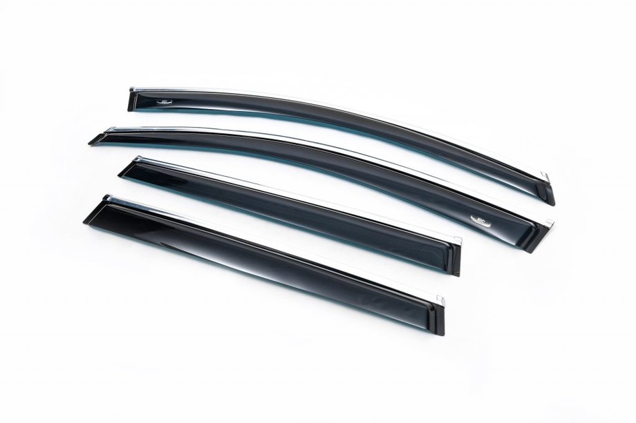 Volvo XC70 2007–2013 Vetrni deflektorji oken s kromirano letvijo (4 kosi, HIC) Image