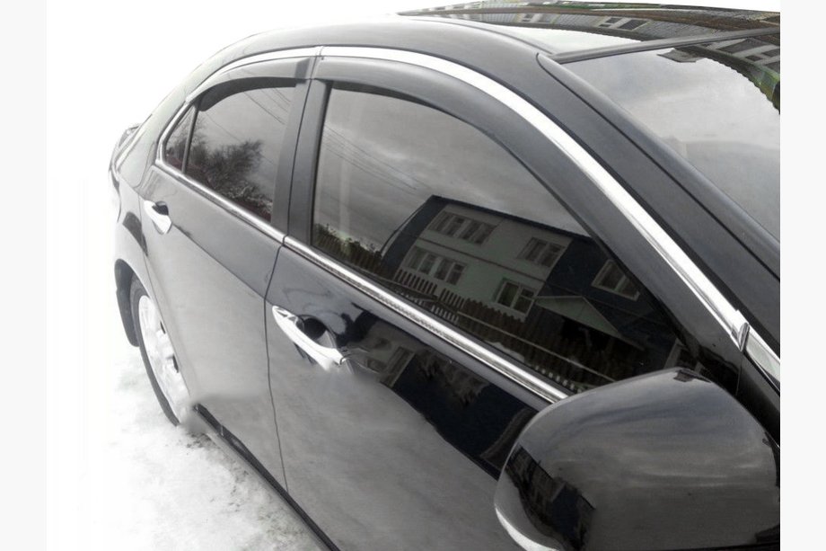 Volkswagen Passat B7 2012–2015 Vetrni deflektorji za okna s kromirano letvico (4 kosi, Tajvan) Image