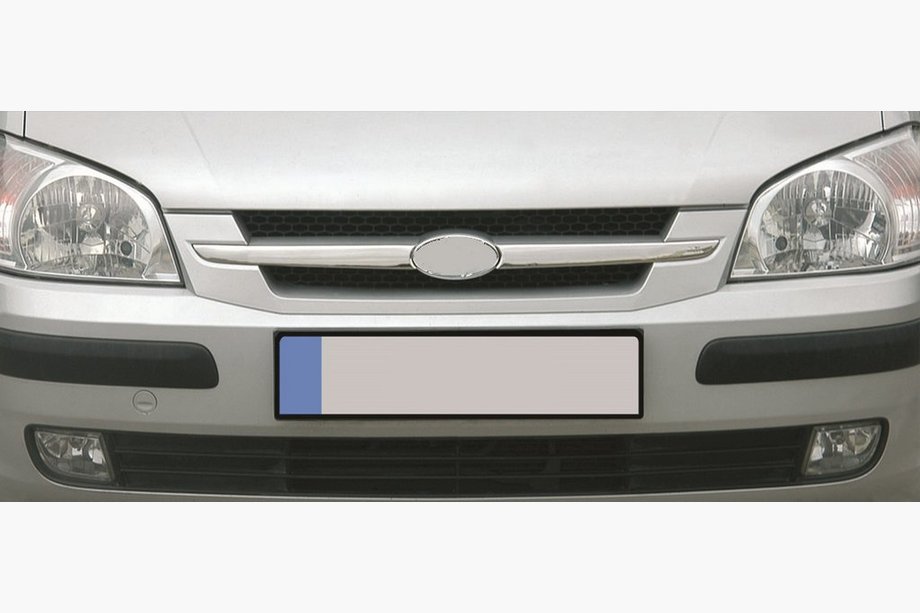 Hyundai Getz 2002– Okrasne letvice za masko hladilnika (2-delni, nerjaveče jeklo) Fotografija 3