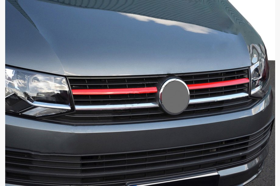Volkswagen T6 2015–2024 Obrobe za zgornjo masko 2015-2019 (2 kos, rdeče) Image