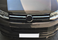 Volkswagen T6 2015–2024 Okrasne letve za zgornjo masko 2015-2019 (2 kos, nerjavno jeklo) Carmos - turško nerjaveče jeklo fotografija 1