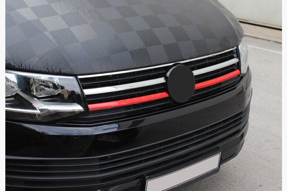 Volkswagen T6 2015–2024 Okrasne obloge spodnje rešetke 2015-2019 (2 kos, rdeče) Fotografija 1