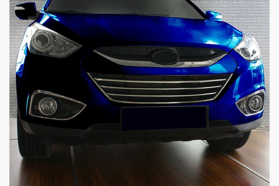 Hyundai IX-35 2010–2015 Okrasne letve za masko z obrobo (4 kosi, nerjavno jeklo) Image
