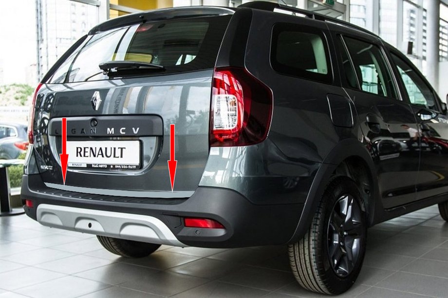 Renault Logan MCV 2013–2022 Nerjaveča zaščitna letvica roba prtljažnika Carmos - turško nerjaveče jeklo Image