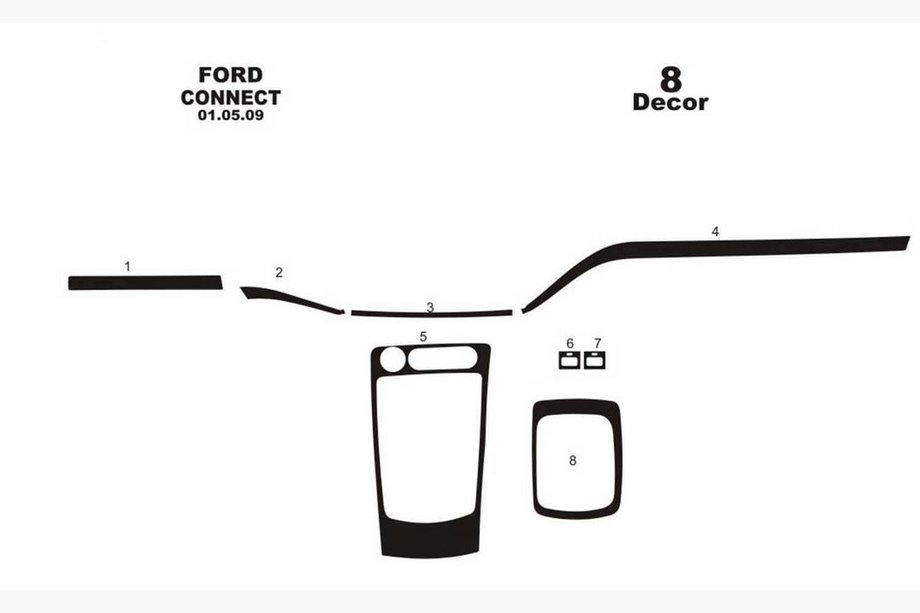 Ford Connect 2010–2013 Okrasne obloge armaturne plošče (majhen komplet) Fotografija 3