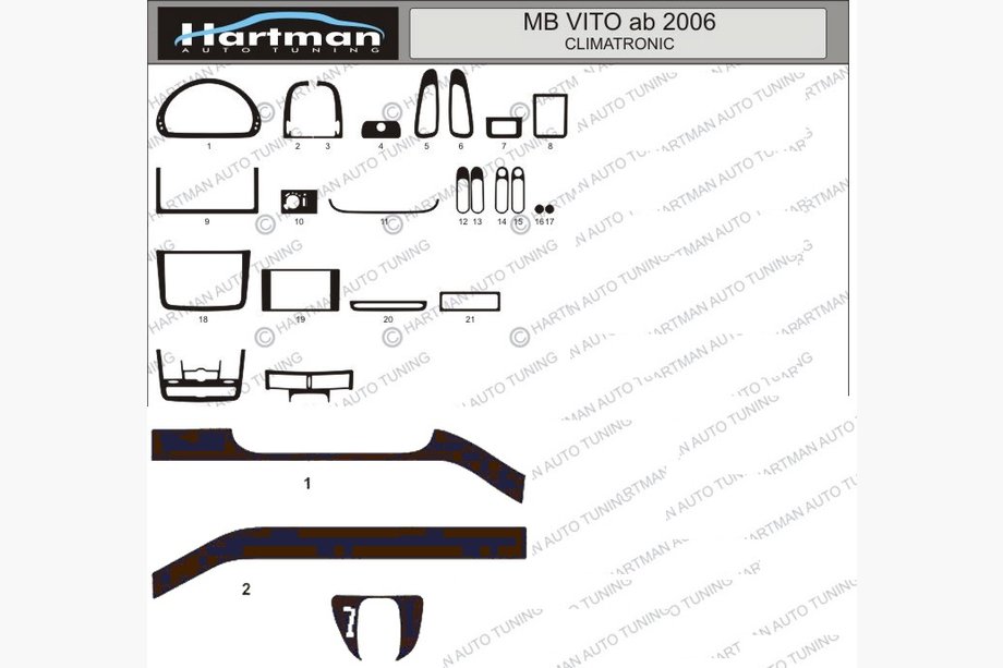 Mercedes Viano 2004–2014 Obloge armaturne plošče (model z elektronsko klimatsko napravo) Image