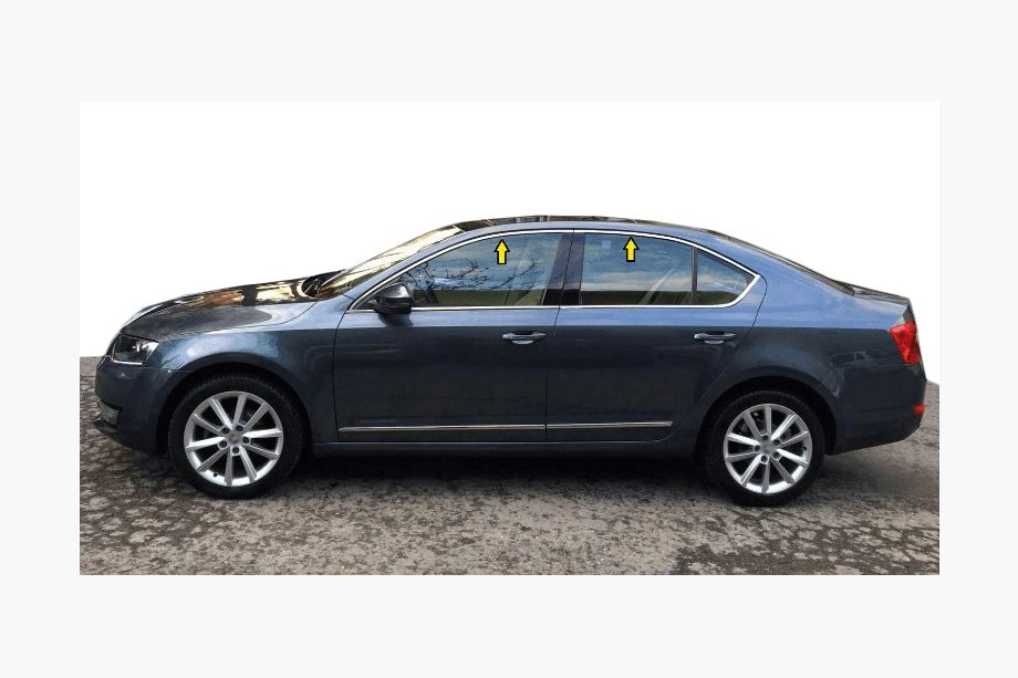 Skoda Octavia III A7 2013–2019 Zgornje okenske obrobe (4 kosi, nerjavno jeklo) Image