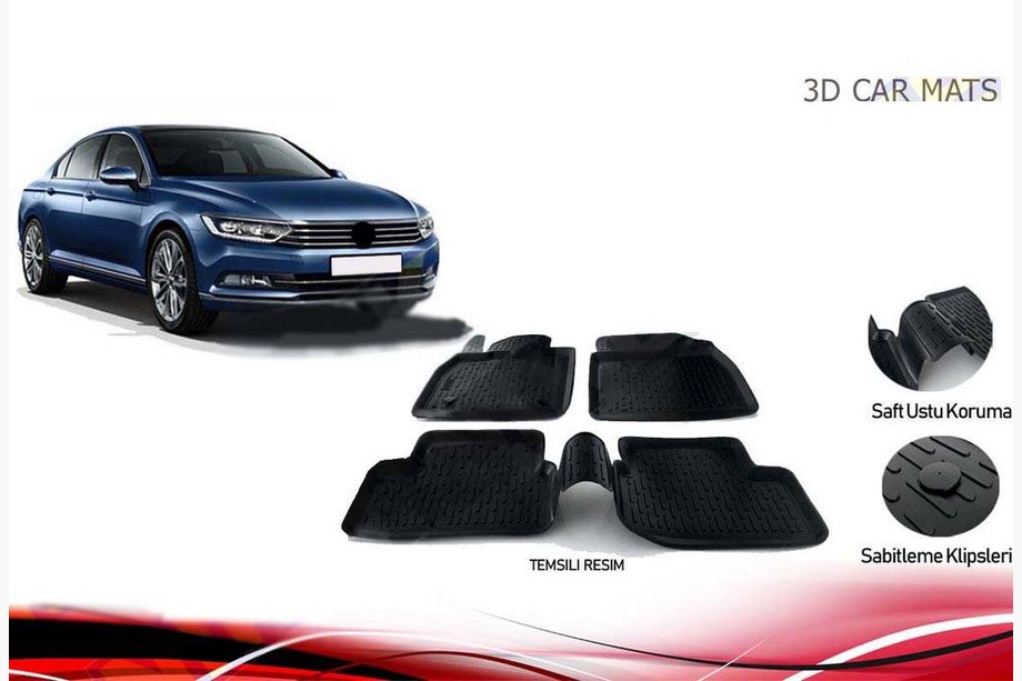 Volkswagen Passat B8 2015–2023 Gumijasti tepihi za kabino (4 kosi, Niken 3D) Image