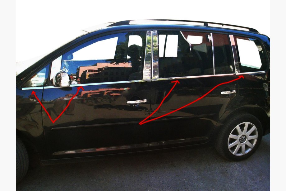 Volkswagen Touran 2010–2015 Zunanje okenske obrobe (8 kos, nerjavno jeklo) Carmos - turško nerjaveče jeklo Image