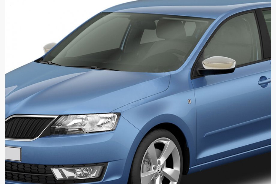 Skoda Rapid 2012–2019 Pokrovi ogledal brez izreza za smernik (2 kosa, nerjaveče jeklo) Image