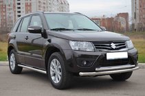 Suzuki Grand Vitara 2005–2017 Sprednja dvojna zaščitna cev 60/42 mm (nerjavno jeklo) fotografija 3
