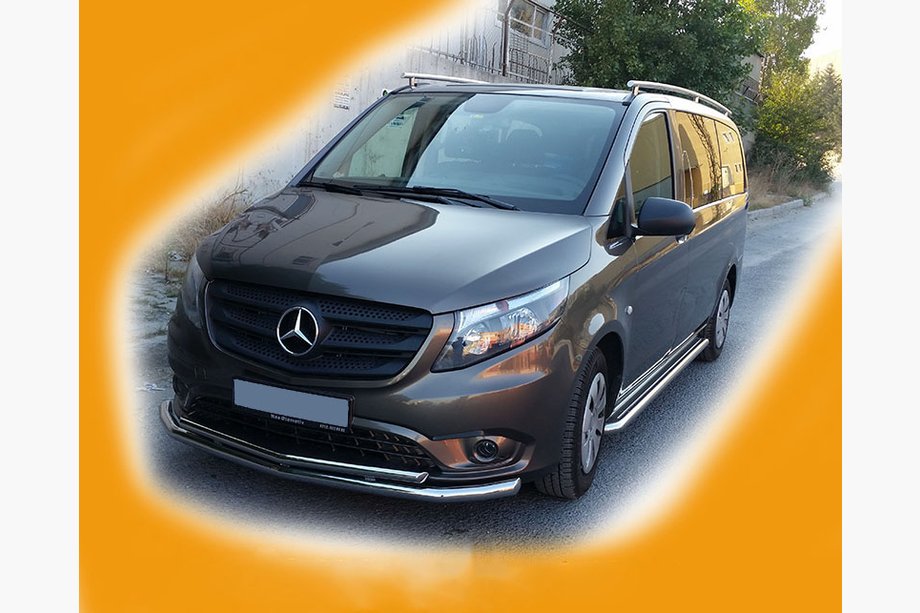 Mercedes Vito/V-razred W447 2014– Sprednji zaščitni lok ST014 (nerjavno jeklo) Ø 60/42 mm Fotografija 3