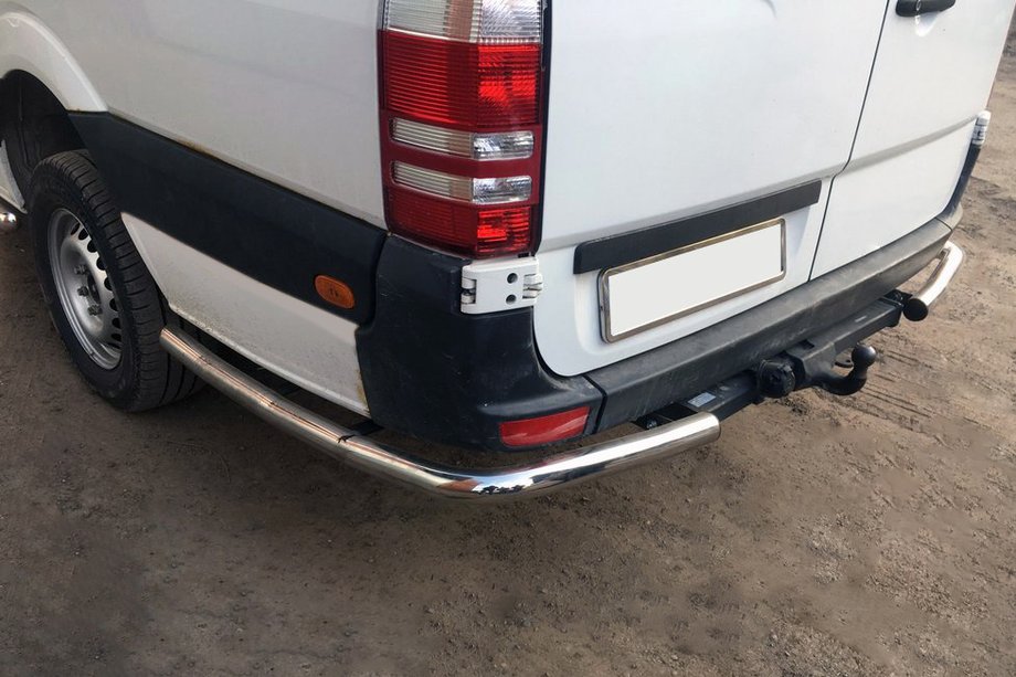 Mercedes Sprinter W906 2006–2018 Stranske cevi za zadnjim kolesom, kotne (2 kosa, nerjavno jeklo) Dolga Image