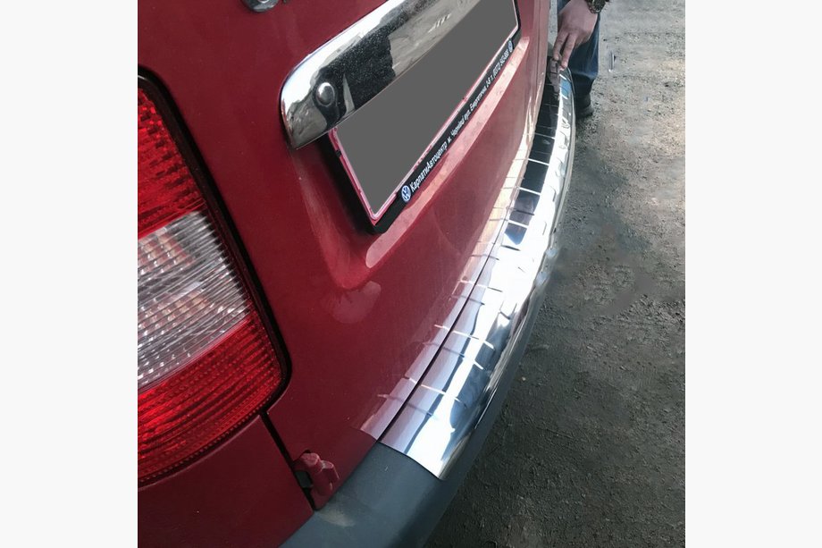 Volkswagen Caddy 2004–2010 Zaščitna letev za zadnji odbijač z velikim pregibom (Elite, nerjavno jeklo) Image