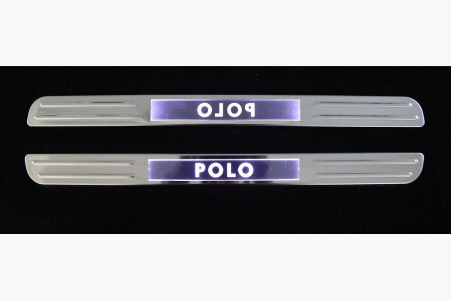 Volkswagen Polo 2010–2017 Brezžične zaščite pragov z osvetlitvijo (2 kosa, nerjavno jeklo) Image