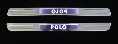 Volkswagen Polo 2010–2017 Brezžične zaščite pragov z osvetlitvijo (2 kosa, nerjavno jeklo) fotografija 1
