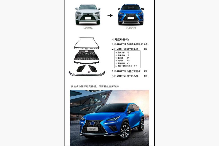 Lexus NX 2014–2021 Sprednja maska hladilnika s spodnjim lipom F-Sport (2018+) Image
