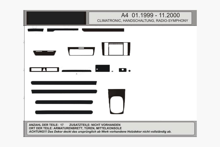 Audi A4 B5 1994–2001 Akcija! Okrasne letvice armaturne plošče v imitaciji lesa (1999-2001) Image