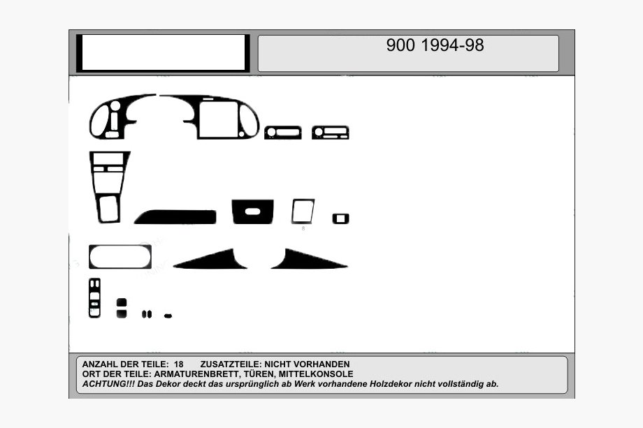 Saab 900 1994–1998 Akcija! Okrasne obloge armaturne plošče (les) Image