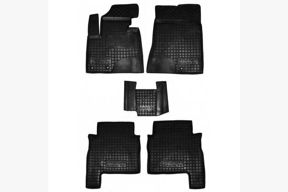 Hyundai Santa Fe 2 2006–2012 Gumijasti tepihi za notranjost z visokim robom 2010-2012 (Autogumm) Image
