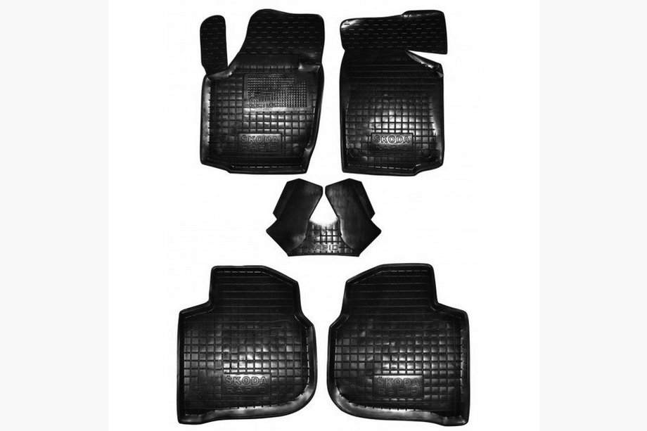 Skoda Rapid 2012–2019 Gumijaste preproge z visokim robom (Autogumm) Image