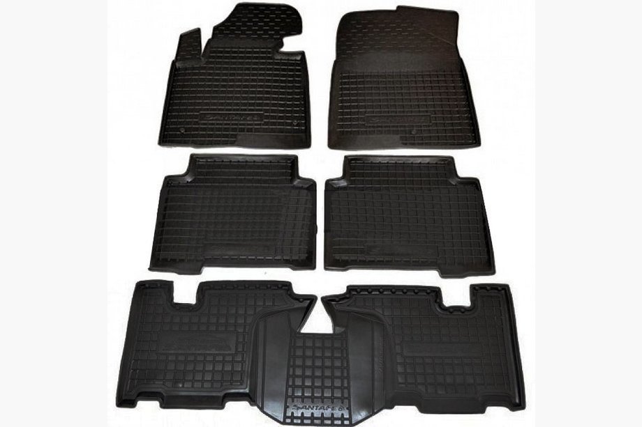 Hyundai Santa Fe 3 2012–2018 Gumijasti tepihi za kabino z visokim robom Grand 7 7-sedežni 2014+ (Autogumm) Image