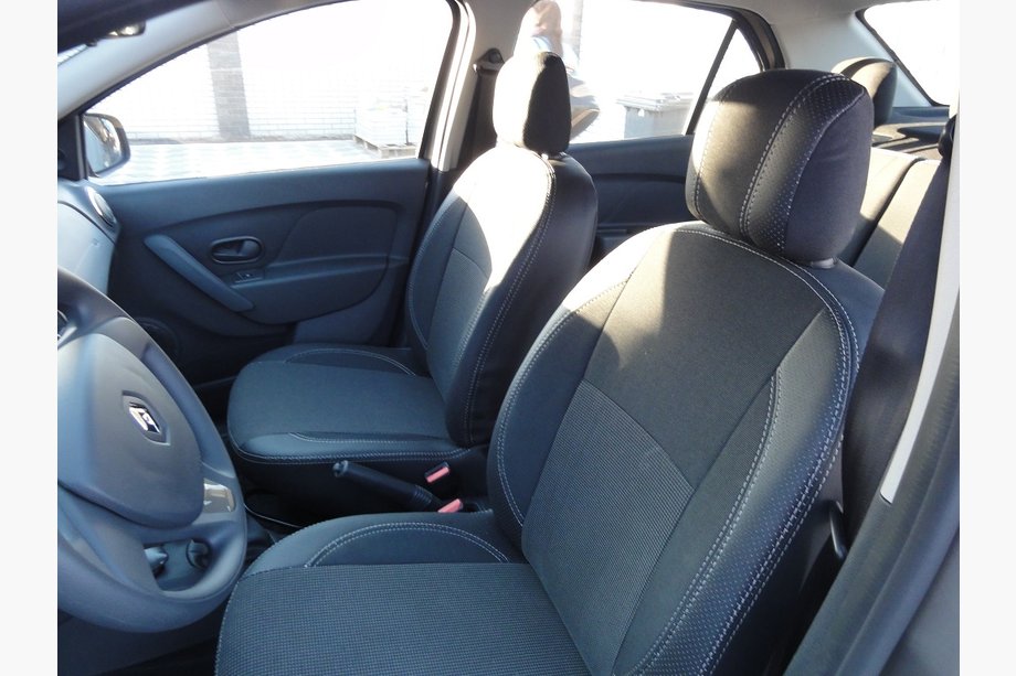Renault Logan II 2013–2022 Avtomobilske sedežne prevleke (eko usnje + tkanina, Premium) Image