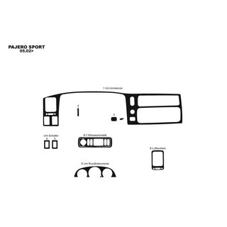 Obloge armaturne plošče (2002-2007) Mitsubishi Pajero Sport 1996–2007 fotografija 3