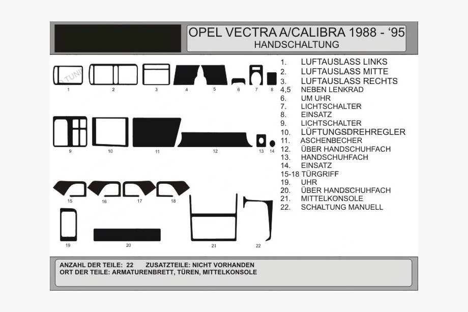 Opel Vectra A 1987–1995 Okrasne obloge armaturne plošče (Hartman) Image