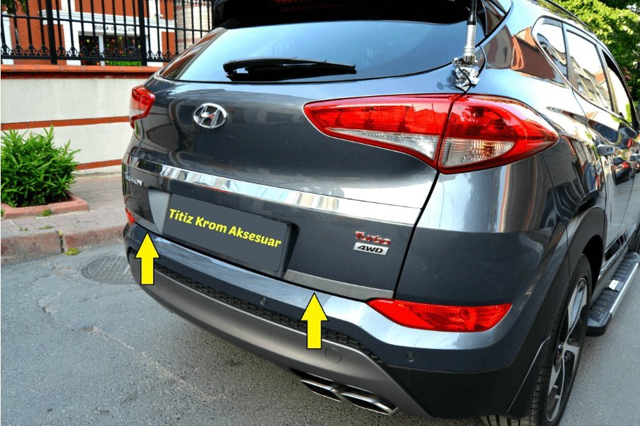 Hyundai Tucson TL 2016–2021 Okrasna obloga roba pokrova prtljažnika (2 dela, nerjaveče jeklo) Image