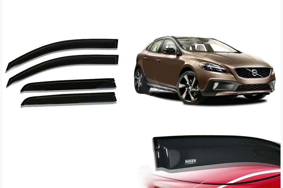 Volvo V40 2012– Vetrni deflektorji za okna (4 kosi, Niken) Image