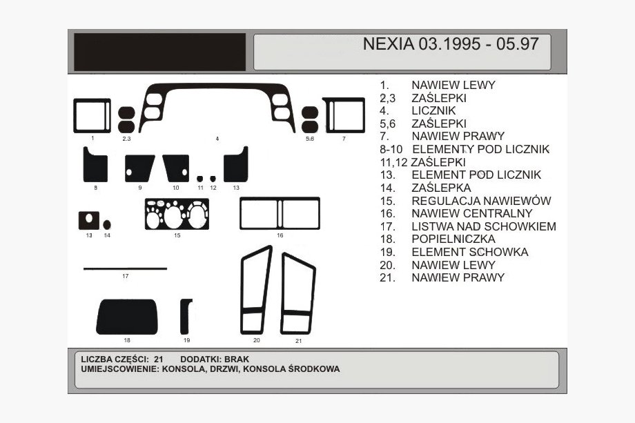 Daewoo Nexia 1995–2016 AKCIJA! Okrasne obloge armaturne plošče v videzu lesa (1995-1997) Image