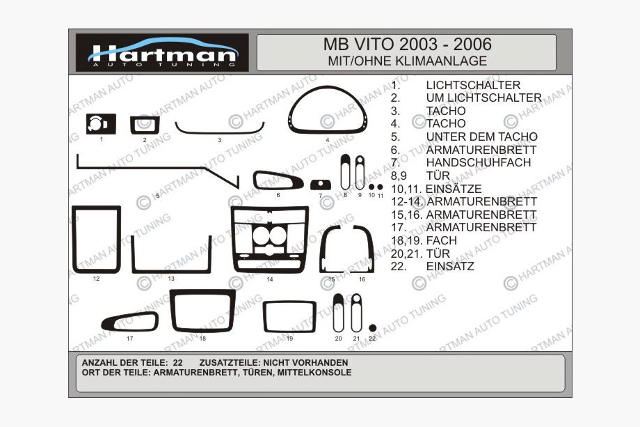 Mercedes Vito W639 2004–2014 Akcija!!! Okrasne obloge armaturne plošče (HARTMANN) v imitaciji lesa Image