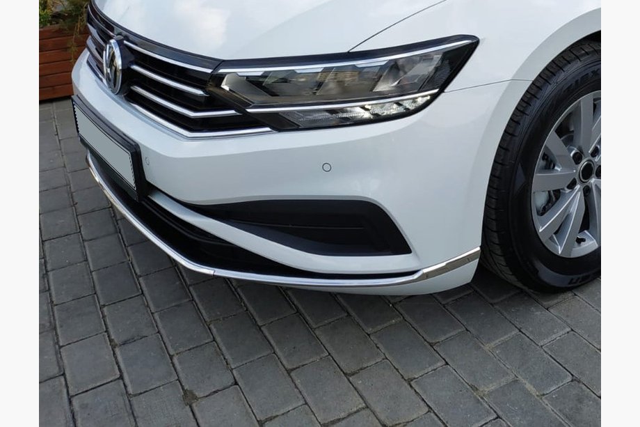 Volkswagen Passat B8 2015–2023 Kromirane letvice za sprednji odbijač (2019+, 3 kosi, nerjaveče jeklo) Image