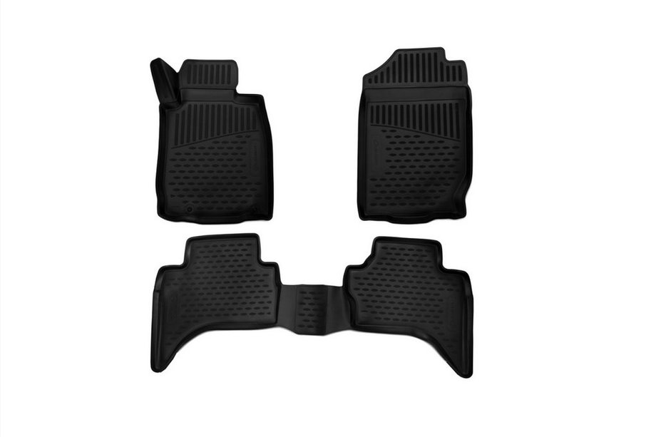 Mitsubishi L200 2015–2024 3D gumijasti tepihi za kabino (3 kosi, Novline) Double cab (П. Р.) Image