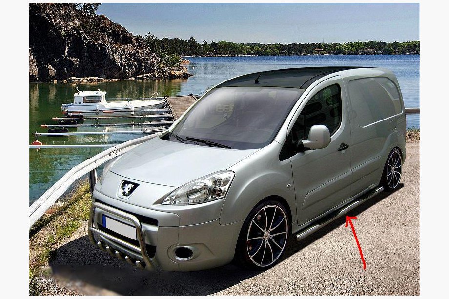 Citroen Berlingo 2008–2018 Stranske cevi (2 kos, nerjavno jeklo) 70 mm, s plastičnimi nastopnimi ploščicami Image