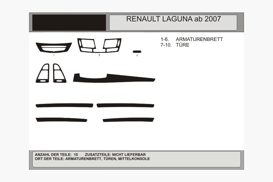 Renault Laguna 2007–2015 Obloge armaturne plošče (Hartman, Poljska) Oreh Image
