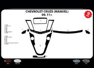 Chevrolet Cruze 2009–2015 Okrasne obloge armaturne plošče (ročni menjalnik) Aluminij fotografija 4